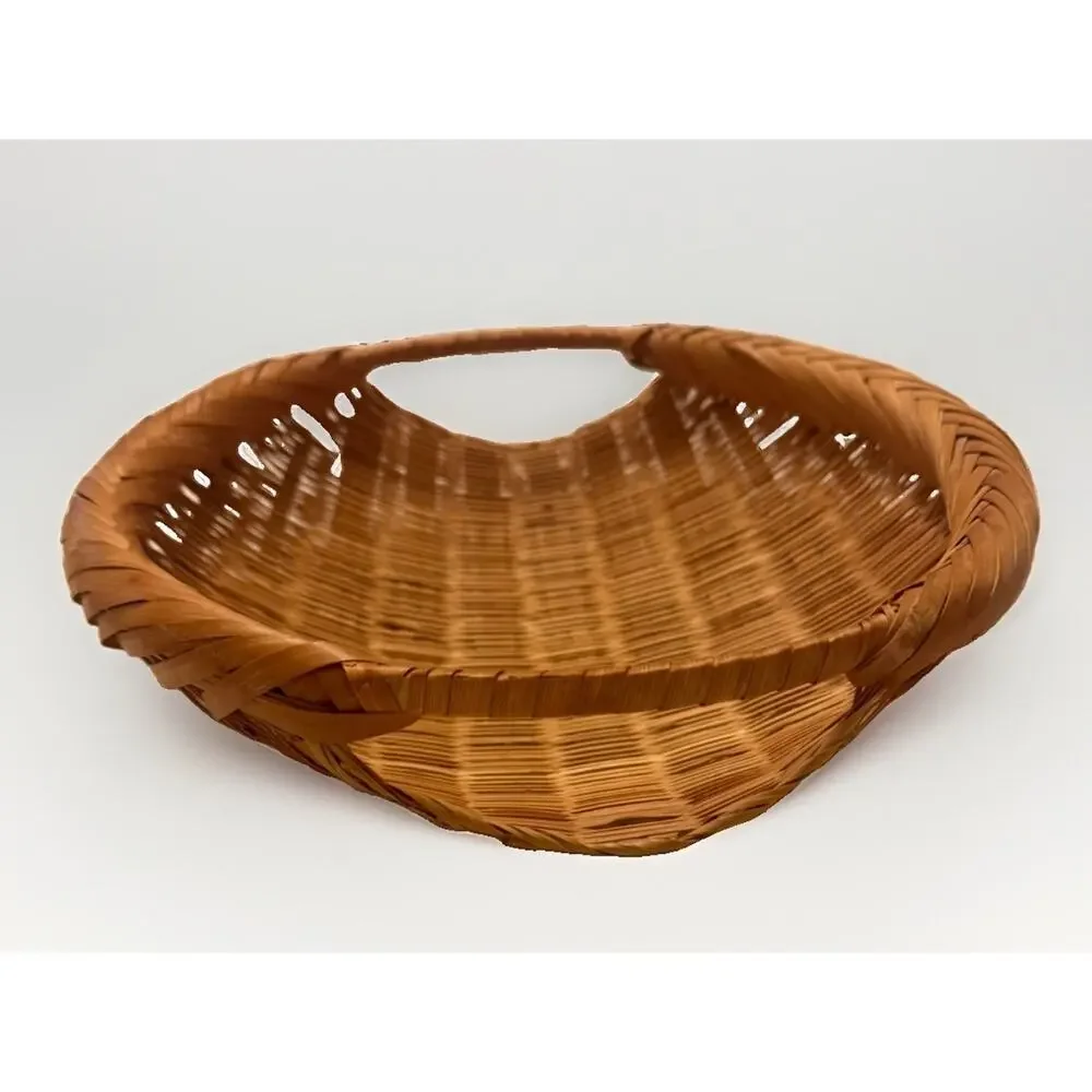 Vintage Hand Woven Sieve Woven Split Bamboo Winnowing Round Basket Tray 9” 3783